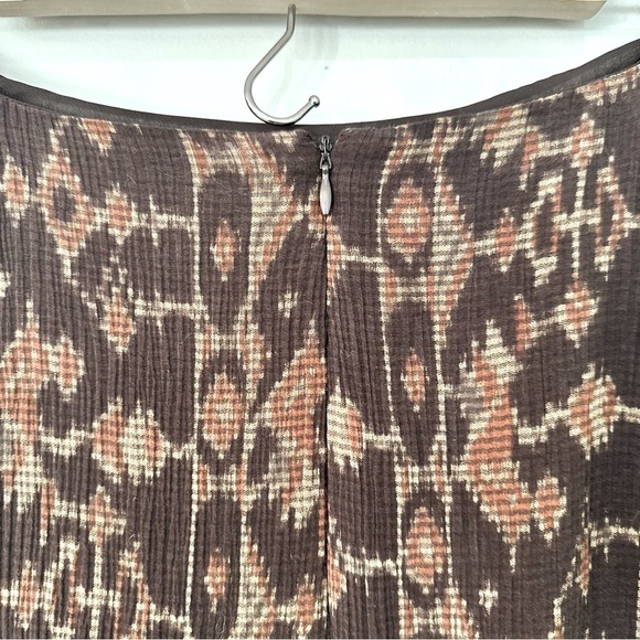 Lauren Ralph Lauren Skirt Brown Aztec Southwest Silk Cotton A-Line Midi Sz 10 - Picture 5 of 9